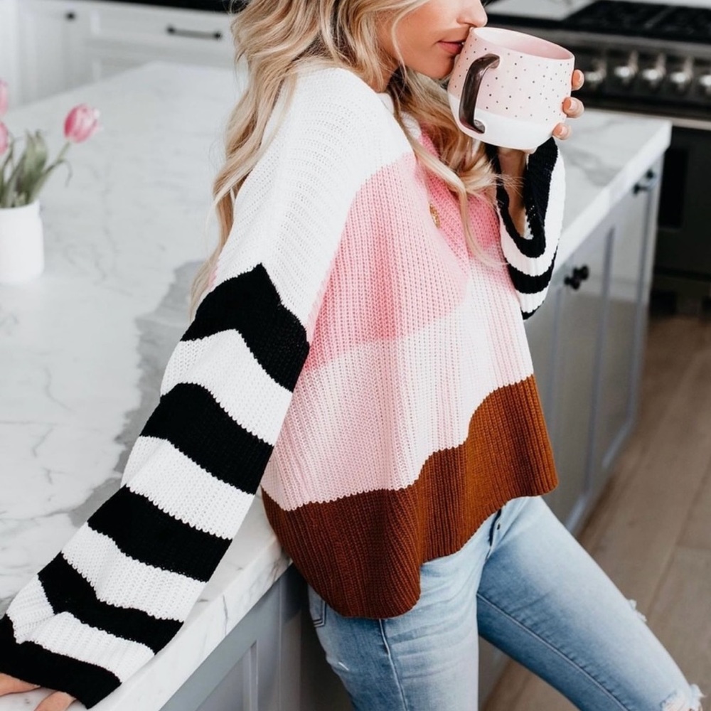 Vici Abigail Contrast Striped Sweater.
